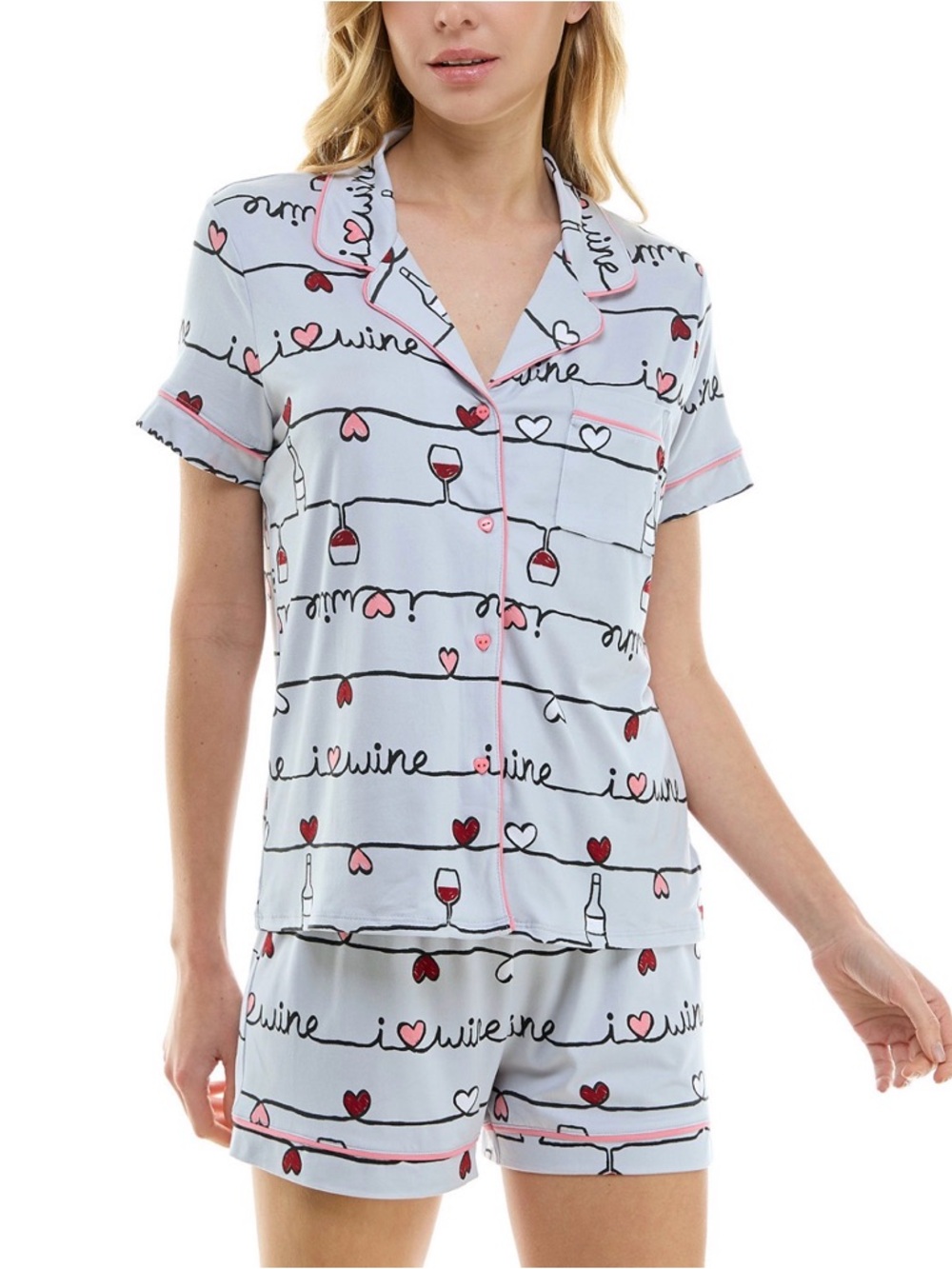 💜Derek Heart 2-Piece Printed Pajama Set |  Size L